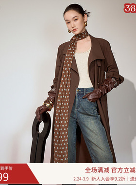 曼诺比菲商场同款春秋高级感系带风衣外套女中长款MGHG135128