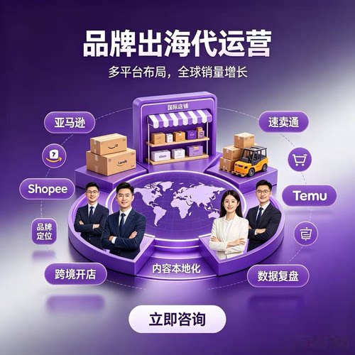 跨境电商代营运亚马逊托管虾皮运营temu整店装修TK代开网店铺