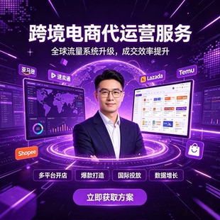 跨境电商代营运亚马逊托管虾皮运营temu整店装修TK代开网店铺