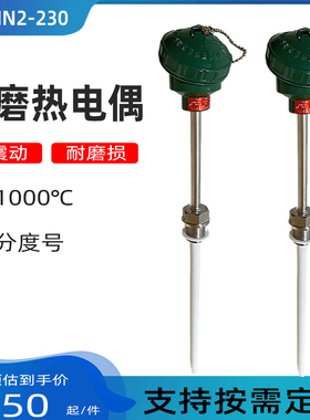 WRNN2-230耐磨热电偶 k型热电阻温度变送器 温控仪探头炉温测试线