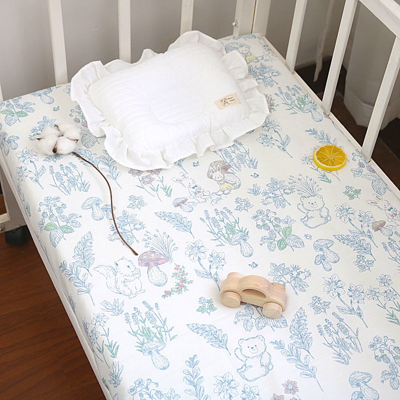 北欧纯棉婴儿床垫保护一圈松紧带