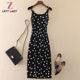波点印花连衣裙子夏季 新款 高端女装 优雅吊带无袖 显瘦中长款 A字裙