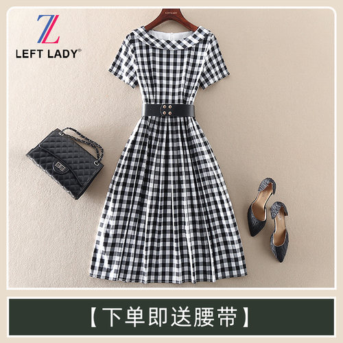 夏季新款格子印花连衣裙