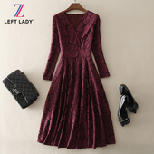 清仓春秋新款 蕾丝连衣裙 礼服裙长袖 欧美高端气质优雅女装 中长款