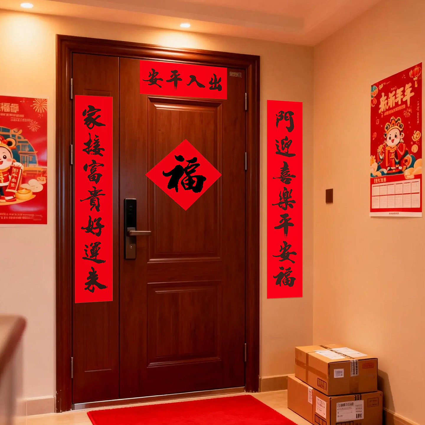 小区商品房2027羊年加厚纸无底纹传统对联全年红耐晒7言书法春联