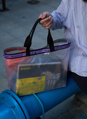 AS透视大容量单肩包托特包防水通勤便携购物袋旅行运动手提环保袋