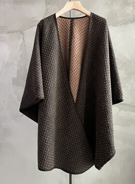 沉香布衣草堂 柞蚕丝香云纱披肩开衫外套自制无袖中长衣CC26s016