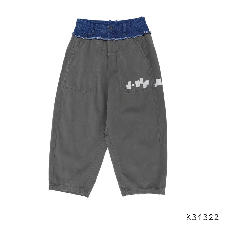 沉香布衣草堂拼接休闲裤涂鸦大口袋棉麻宽松休闲裤K31322,女装/女士精品,休闲裤,淘宝优惠券,粉丝福利购,淘宝优惠卷