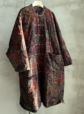 沉香布衣草堂 灯芯绒盘扣棉服 碎花长衣衣牧了然 小立领P25w10246