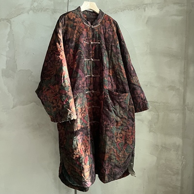 沉香布衣草堂 灯芯绒盘扣棉服 碎花长衣衣牧了然 小立领P25w10246