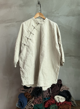 沉香布衣草堂亚麻套头衫 短衣亚麻自制2025春款彩色盘扣C25u03027