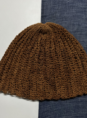沉香布衣草堂 自制瓜皮帽针织鱼骨薯莨染手工蚕丝线帽子C25s01009
