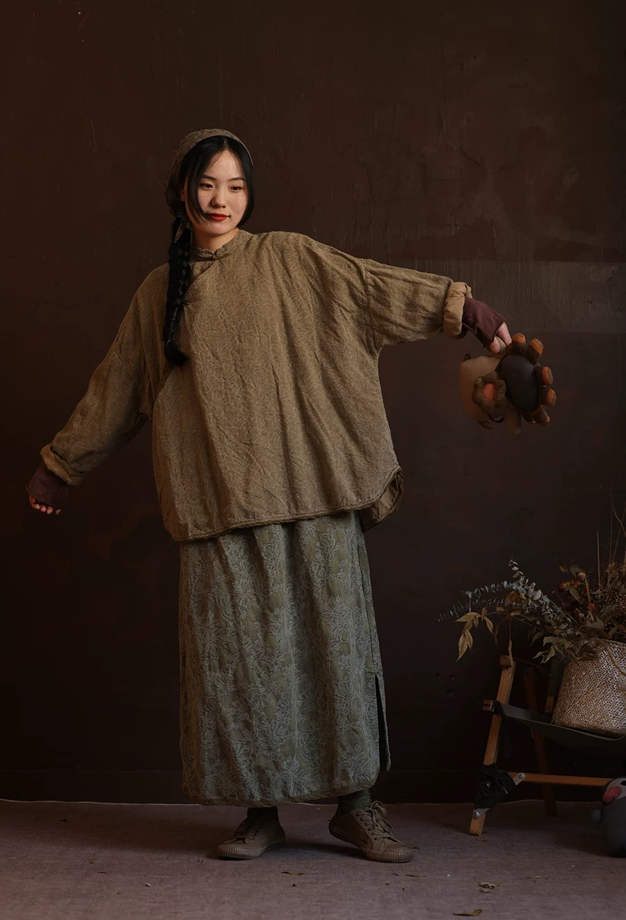沉香布衣草堂双层上衣衣路走来  立领手工盘扣短袍子 37887无折