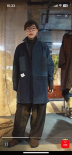 沉香布衣草堂 自制蓝染老布单层宽松长衣衬衫开衫C25s02015