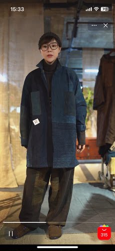 沉香布衣草堂 自制蓝染老布单层宽松长衣衬衫开衫C25s02015