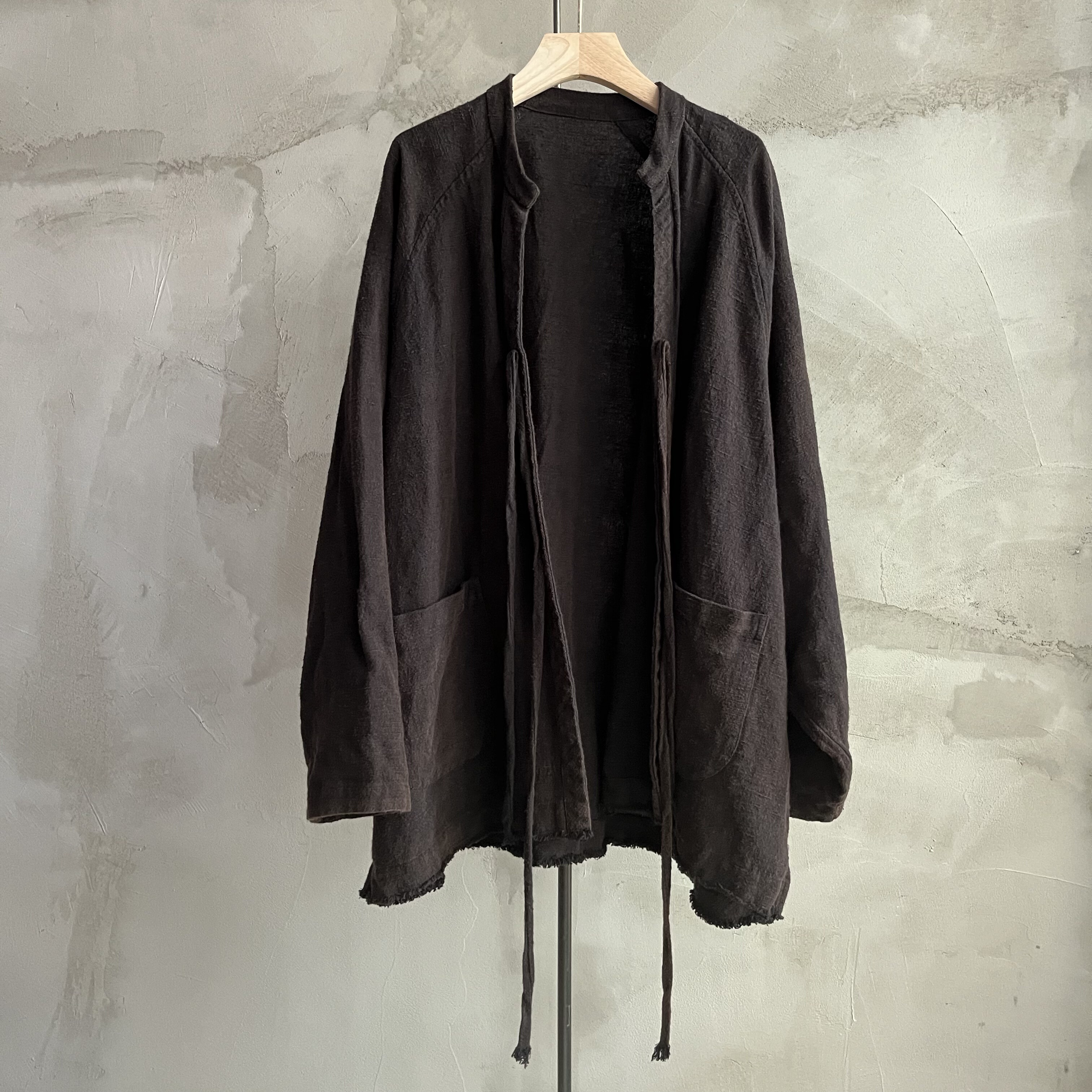 沉香布衣草堂昔玙复古做旧粗纹理亚麻开衫外套
