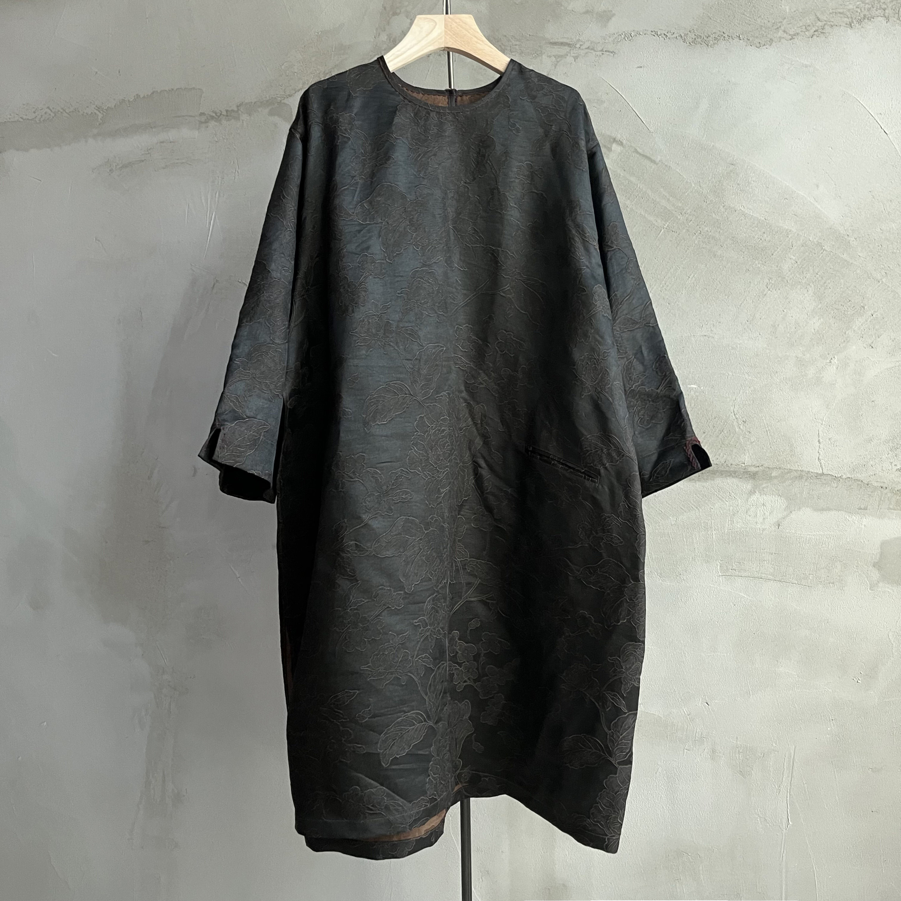 沉香布衣草堂 套头长开气连衣裙长衣  蚕丝混纺提花香云纱 自制