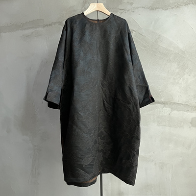 沉香布衣草堂 套头长开气连衣裙长衣  蚕丝混纺提花香云纱 自制