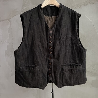 沉香布衣草堂薄棉短马甲开衫39048衣路走来复古休闲马夹Y25a10212