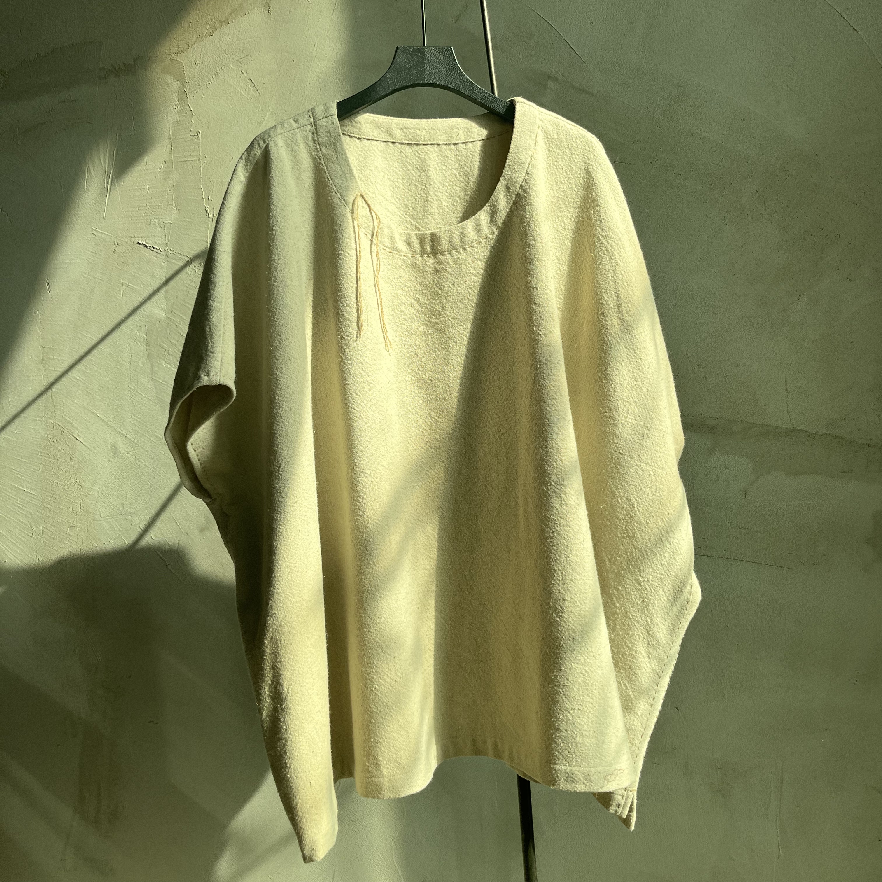 沉香布衣草堂野生柞蚕丝套头大衫自制短衣 蚕本色圆领上衣