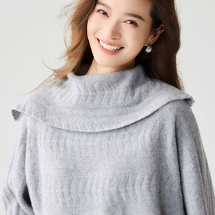 女装常规款保暖温柔高领羊绒衫女套头螺纹针织衫气质显瘦毛衣宽松