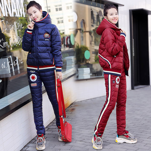 冬季新款保暖羽绒服套装女两件套