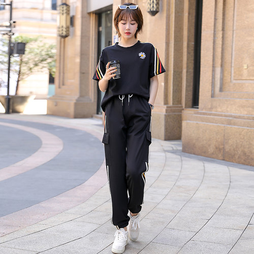 夏季短袖T恤休闲运动服两件套装