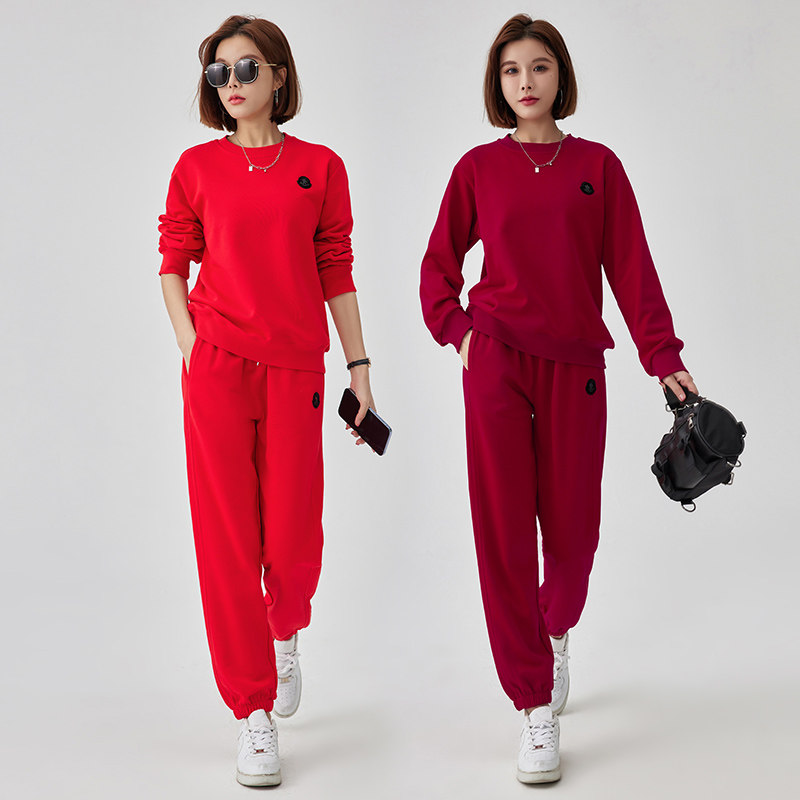 运动服套装女2026春秋季新款休闲减龄大码显瘦跑步洋气卫衣两件套