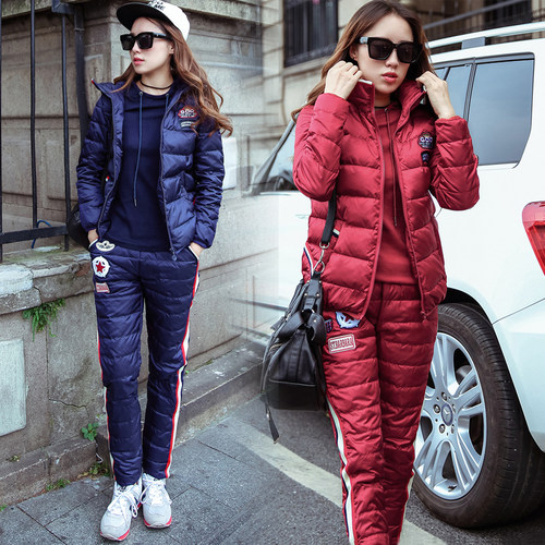 套装新款运动卫衣大码马甲羽绒服