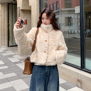现货超好数据25年冬装新款短款皮毛一体短外套女182-8683P175K238,女装皮草,帛香坊