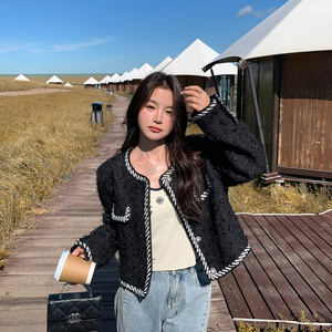 黑色千金风小香风短外套女2026秋季新款182-8513-P185-K268图片