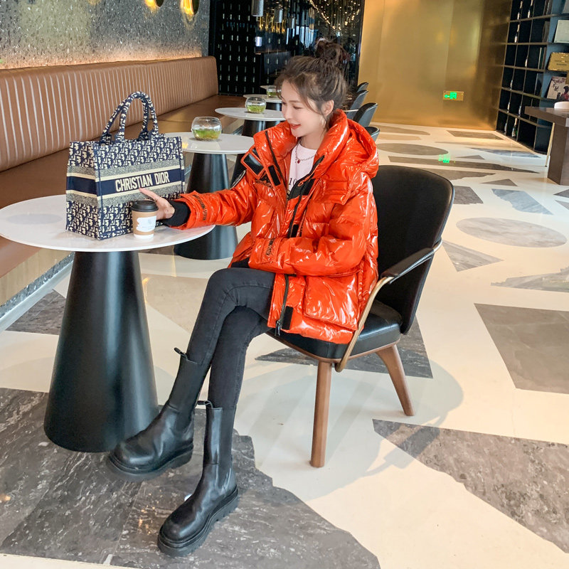 高回弹蓬松感亮橘色连帽25年新款90白鸭绒羽绒服182-8270P315K469,女装羽绒服,帛香坊