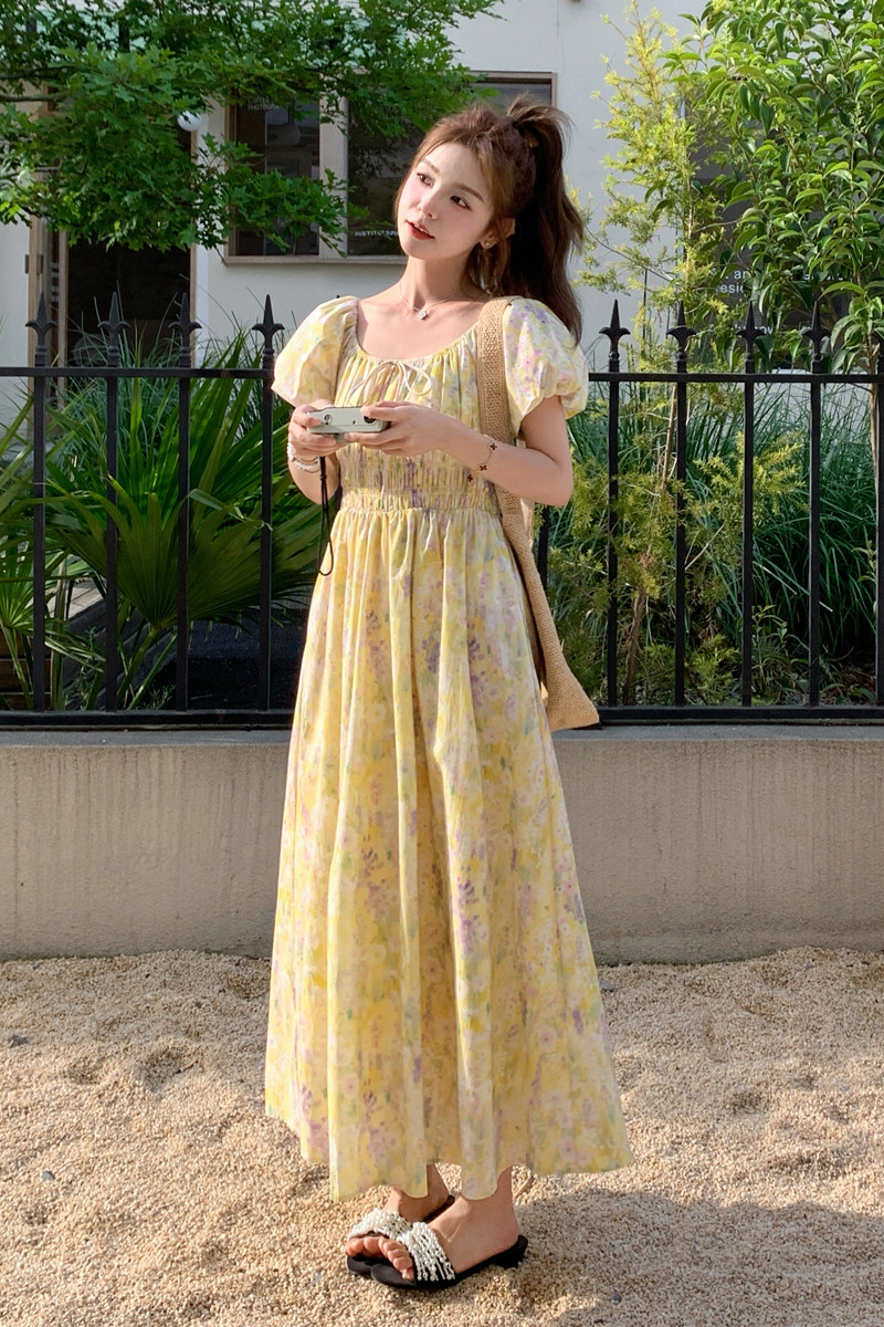 海边度假碎花连衣裙女26新款夏气质甜美长裙子182-8636P125K188,女装连衣裙,帛香坊