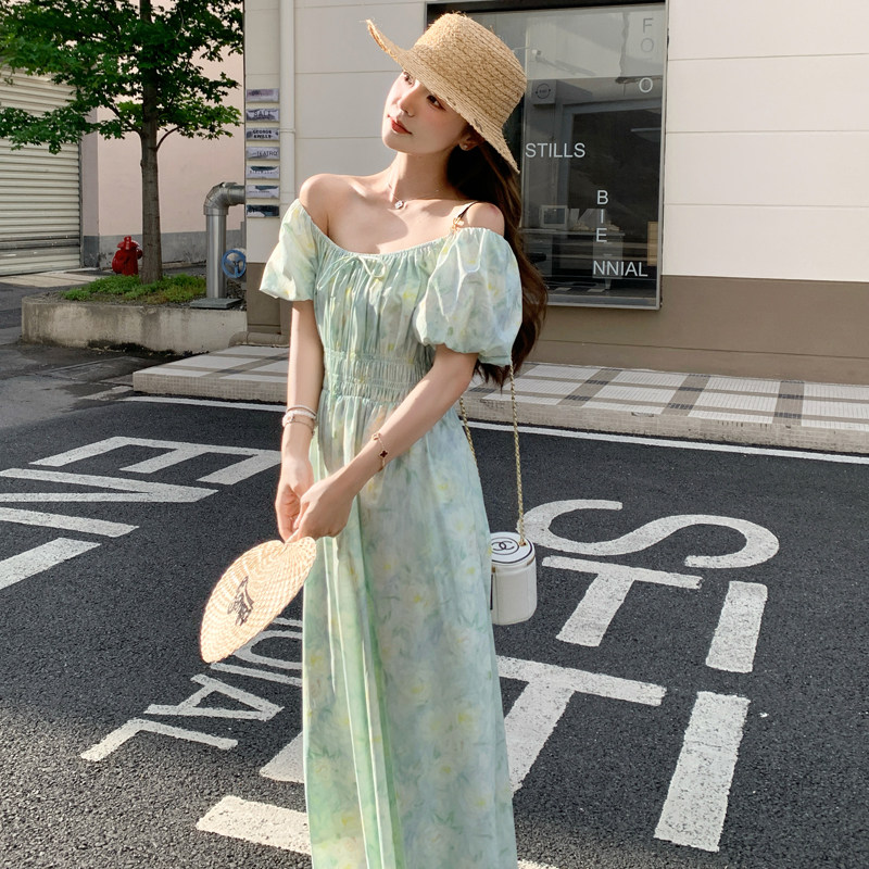 海边度假碎花连衣裙女26新款夏气质甜美长裙子182-8636P125K188,女装连衣裙,帛香坊