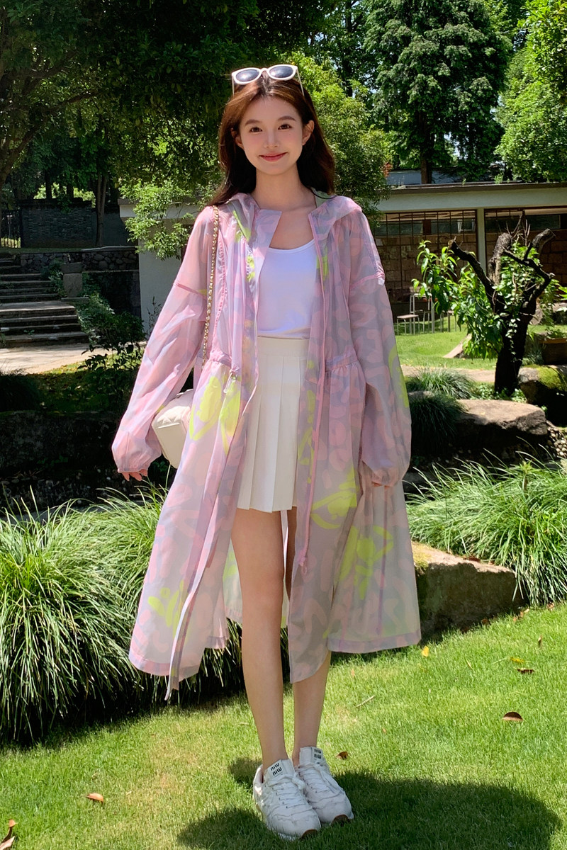印花连帽长款防晒衣女2026年夏季新款设计感外套182-8656P125K188,女装防晒衣,帛香坊