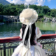wiok 手作lolita森系田园lo娘蕾丝蝴蝶结飘带草编日系遮阳草帽