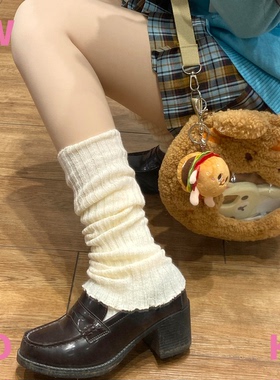 wiok夏季薄款修饰腿型袜套白色堆堆袜女jk配小皮鞋针织腿套中筒袜