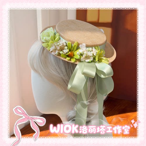【wiok洛丽塔工作室】花卉缎带蝴蝶结Lolita森系帽子草帽小礼帽