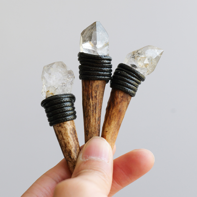 天然水晶鹿角权杖闪灵钻魔杖