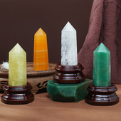 天然白水晶紫水晶粉水晶黄水晶摆件水晶柱六棱柱原石打磨家居书桌