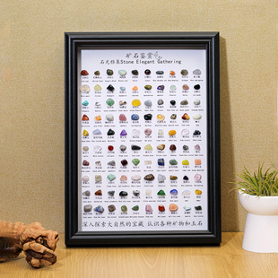 天然水晶原石相框矿石100种标本晶体摆件创意礼物儿童科普启蒙礼