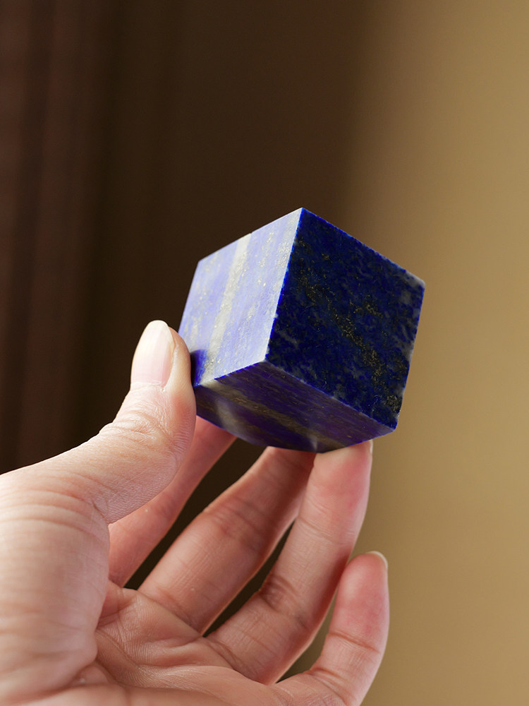 天然青金石多面体几何方块造型立方体原石矿物标本石头装饰摆件