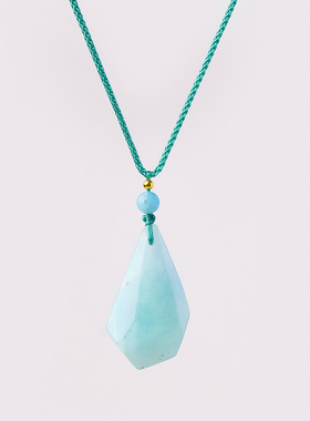 天然海蓝宝随形编织绳轻奢吊坠