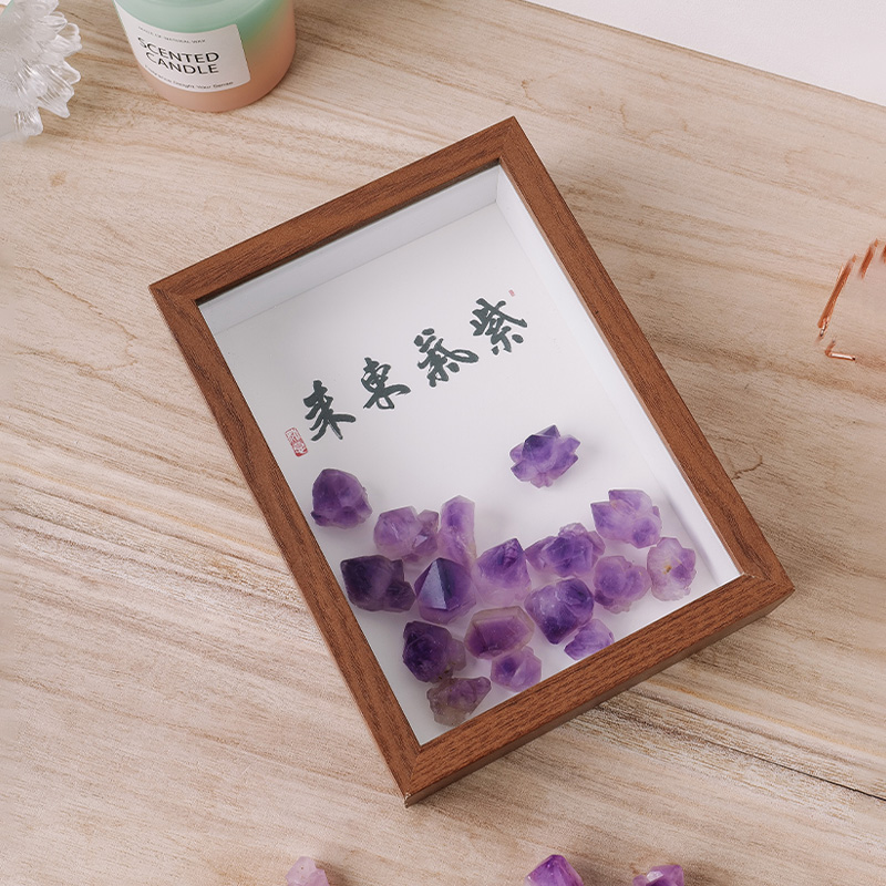 紫气东来装饰画天然水晶矿石原石