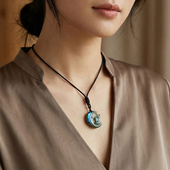 天然水晶月光仙女吊坠石蓝光拉长石手工雕刻摆件转运生日礼物礼品