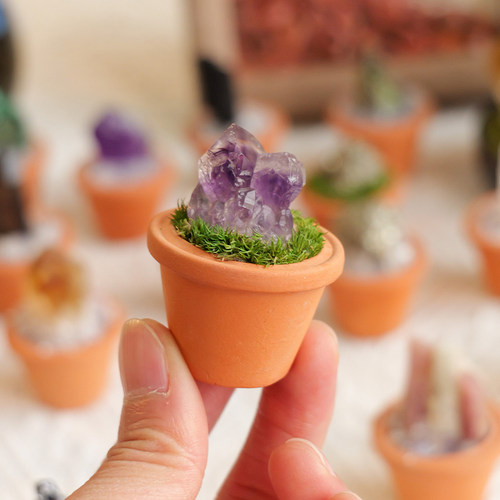 水晶花盆摆件天然水晶原石