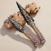 天然水晶黑曜石刀原石原矿手工雕刻打磨黑曜石刀匕首装 饰家居摆件