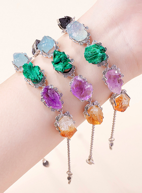 天然彩宝水晶原石手链