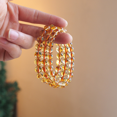 天然黄水晶水晶手链女手串男黄晶