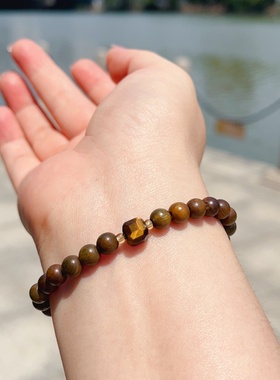 天然绿檀木金虎眼木质手串手链